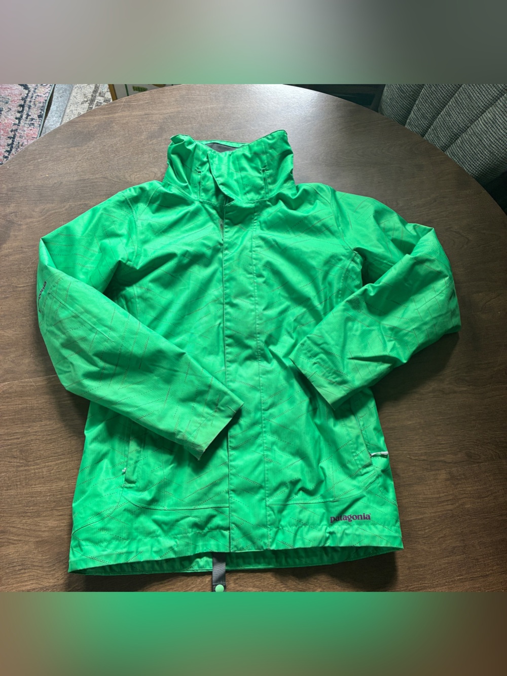 Patagonia Jacket Womens Size M Green Insulated Recco Ski Rain Coat Full Zip